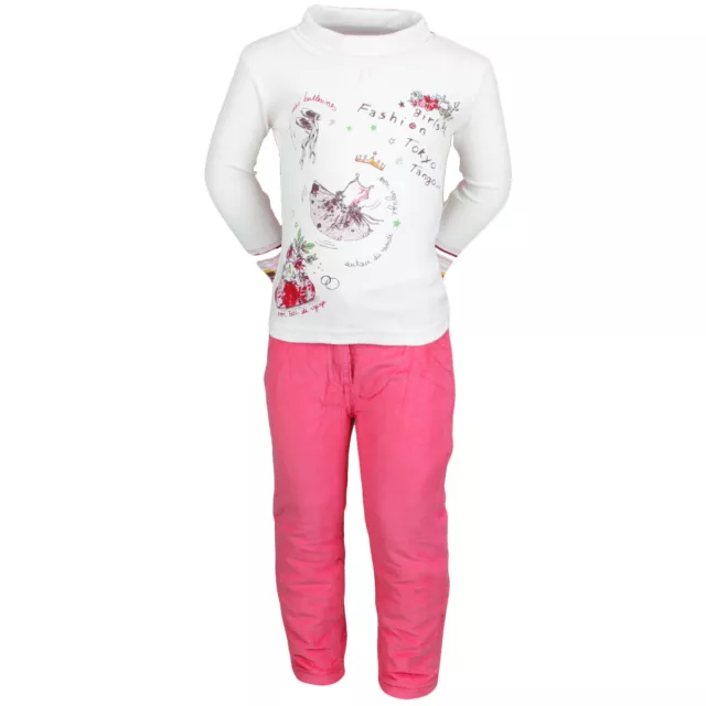 Ensemble Enfant Vetements Hiver Fille Pantalon Rose + Gilet + T Shirt 2