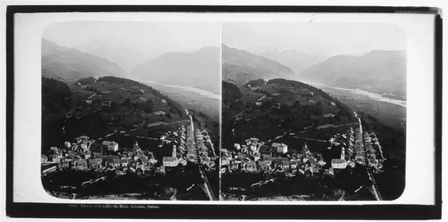 Switzerland glass stereoview-Thusis et la Vallee du Rhin, Grisons