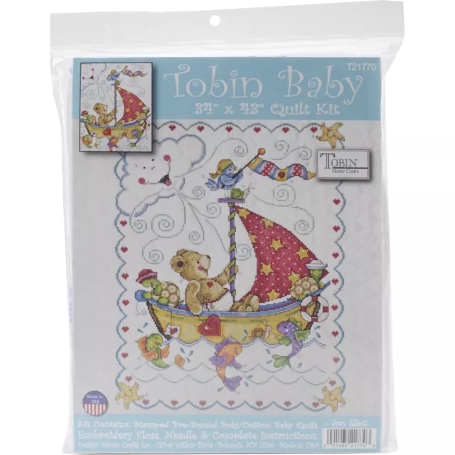 Tobin Stamped Quilt Cross Stitch Kit 34"X43"-Sail Away