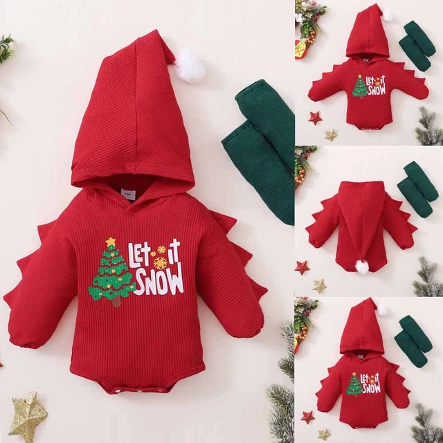 Abiti Natale Neonati Bambini Ragazze Romper Top Con Cappuccio Abiti