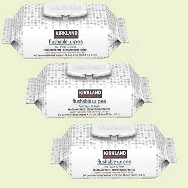 FLUSHABLE WIPE KIRKLAND Signature Moist Wipes, 180 Wipes (Pack of