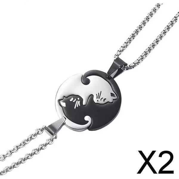 2X 2 Stück Katze Anhänger Paare Halskette Niedlichen Passenden Puzzle Schmuck