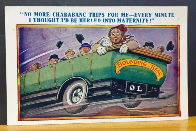 Old Humour Postcard - Charabanc Bus Day Trip