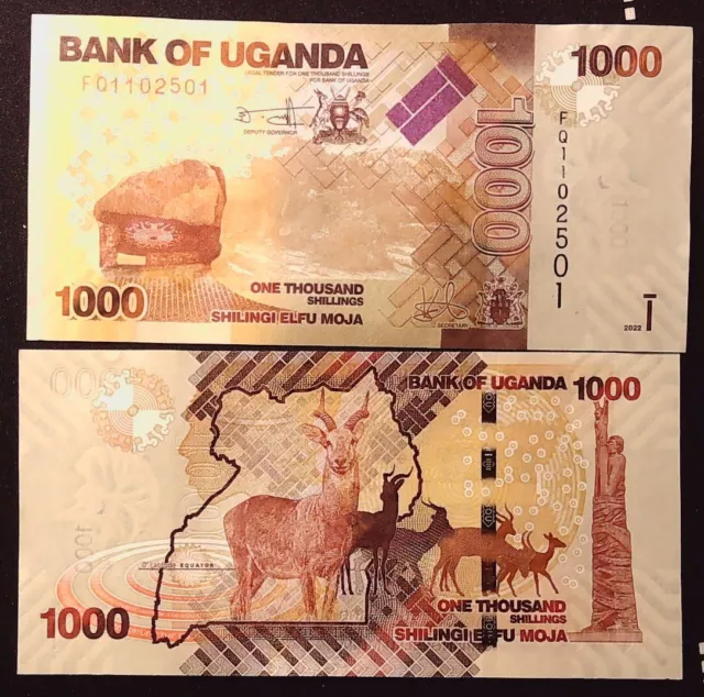 1X Uganda 2022 2023 New 1000 Shillings  Foriegn Banknotes Inv#B11420