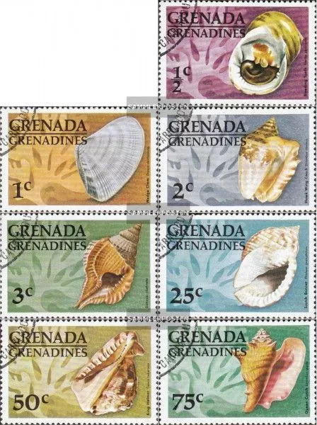 Grenada-Grenadinen 132-138 (kompl.Ausg.) gestempelt 1976 Muscheln und Schnecken