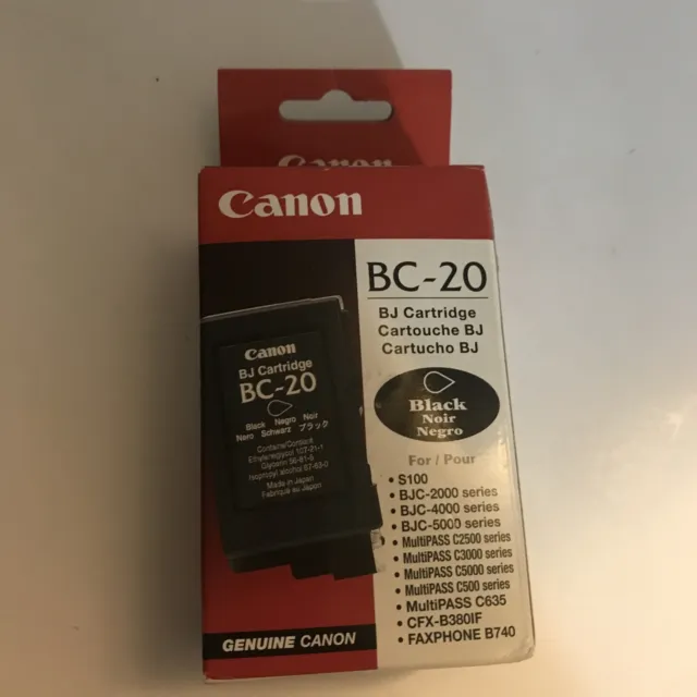 Genuine Canon BC-20 Black Ink Cartridge NEW Sealed