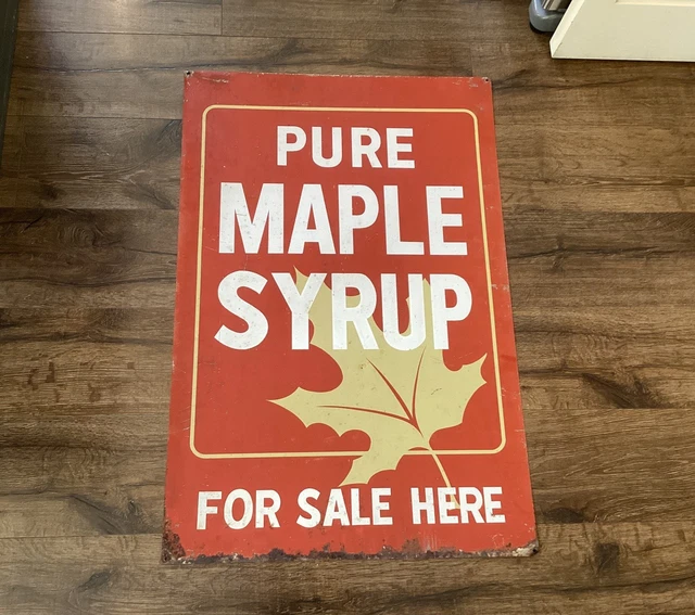 MAPLE SYRUP★メープルシロップ★メタル看板★アンティークUSAアメリカ VINTAGE METAL ADVERTISING Sign PURE MAPLE SYRUP FOR SALE