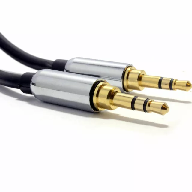 2 m PRO SCHWARZ 3,5 mm Buchse Stecker auf Stecker Stereo Audio Kabel Blei GOLD AUX Kopfhörer 3