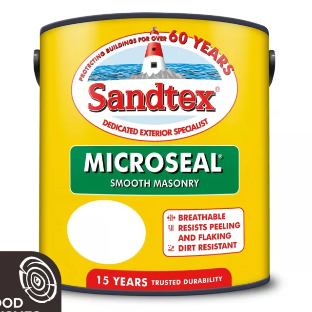 Sandtex Microseal Ultra Smooth Exterior Masonry Paint - All Colours & Sizes