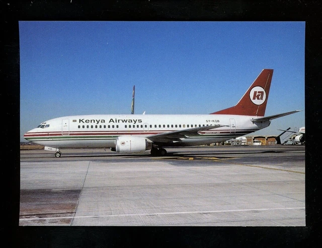 Aviation Airplane Airline postcard KENYA AIRWAYS B-737-3U8 Johannesburg OKC A329