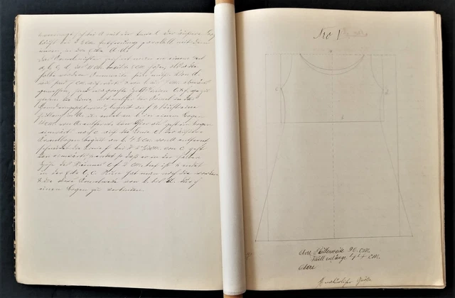 1904 antique HAND WRITTEN SKETCH BOOK german SEWING CLOTHING children patterns