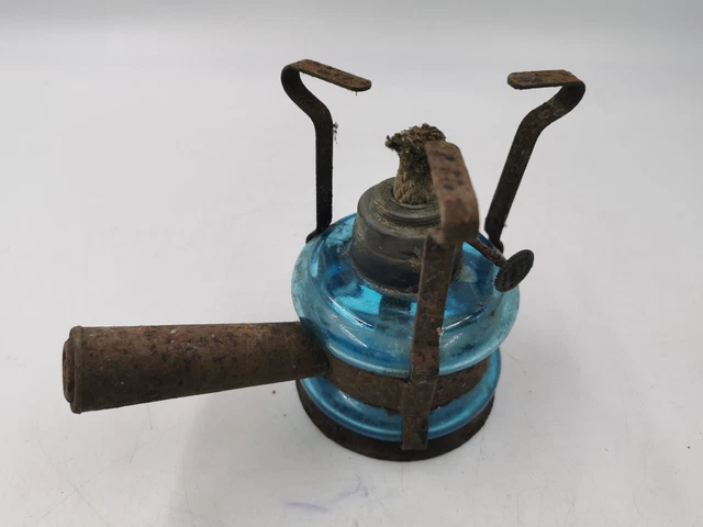 ANCIEN RÉCHAUD À alcool en fonte émaillée bleu ciel EUR 12