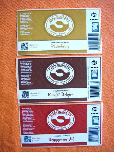 3x Danish microbrewery beer labels - Sokidegaard Bryggeri - DENMARK