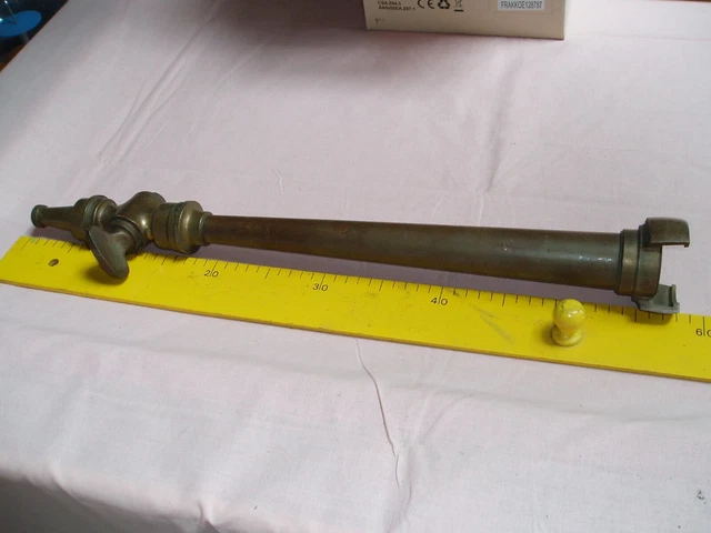 Embout de lance incendie & lance, avec robinet cuivre (1950') - Collection