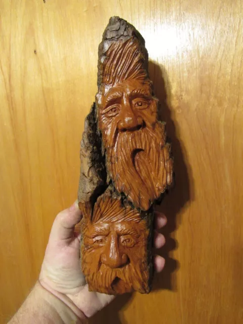 Double Wood Spirit Carving Wood Spirits  Gnomes Wizards