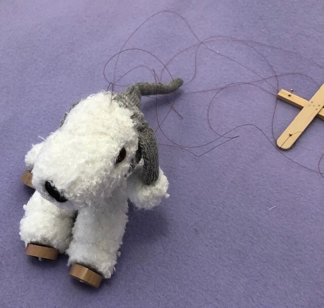 Blue Knitted  Bedlington Terrier Dog String Puppet