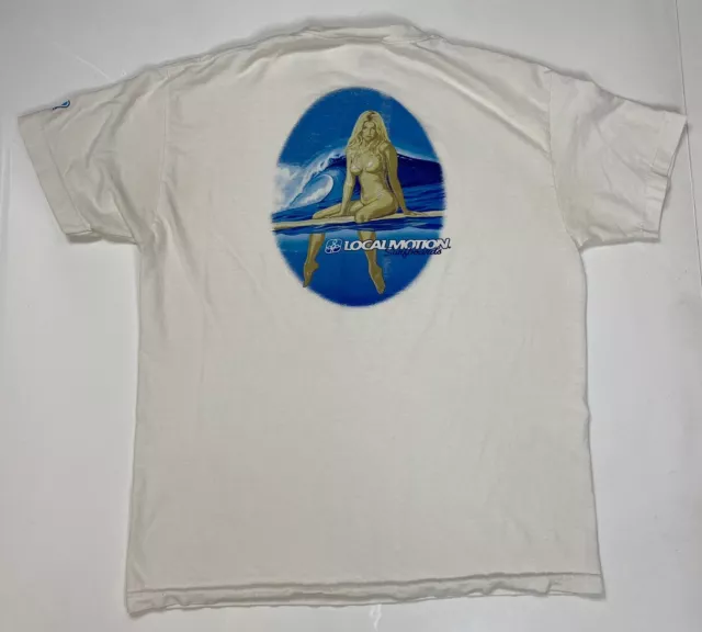 VINTAGE Local Motion Surfboards Pin Up Sexy Girl Graphic T-shirt Men Large