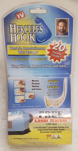 Hercules Hook 20 Pack Wall Hangers Set W/ Laser Marker As Seen on TV NEW Sealed