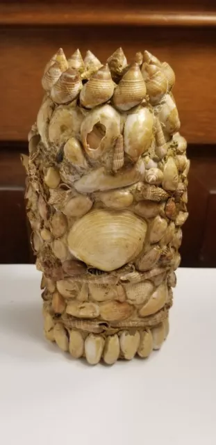 Vintage Laurens Glass Works Folk Art Sea Shell Seashell Vase Sailors Valelentine
