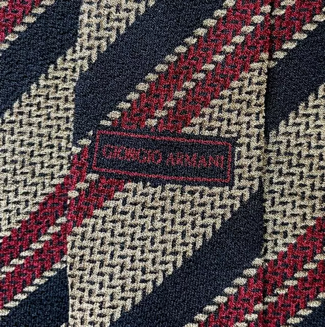 Blue Beige Red Striped ARMANI Silk Tie Italy