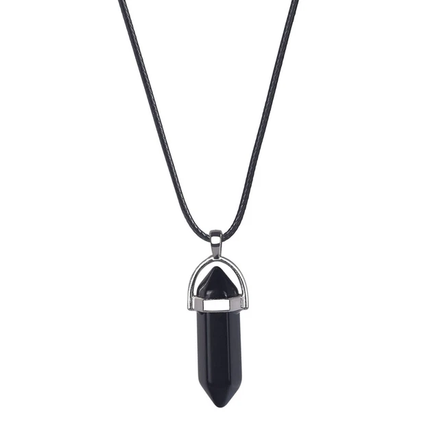 Natural Stone Hexagonal Pendant Necklace Healing Crystal Quartz Chakra Jewelry 8