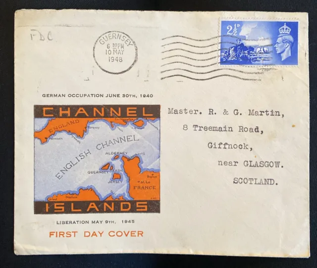 GB FDC,  10th May 1948, Channel Islands, postmarked Guernsey.