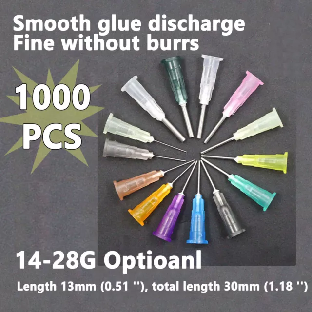 14-28G Precision Dispensing Needle Blunt Tip Oil Glue Ink Liquid Refill 1000Pack