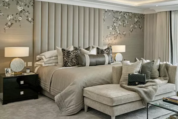 HEADBOARD BED PANELLED Velvet Upholstered Wall mounted Panels