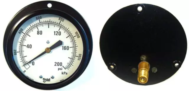 Marshalltown 3-1/2" Pressure Gauge 0-200 PSI - 1/4" NPT