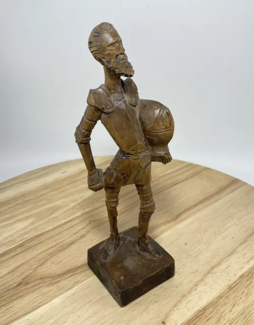 Vintage OURO Artesania Don Quixote Wood Figurine  Hand Carved Made Spain *READ*