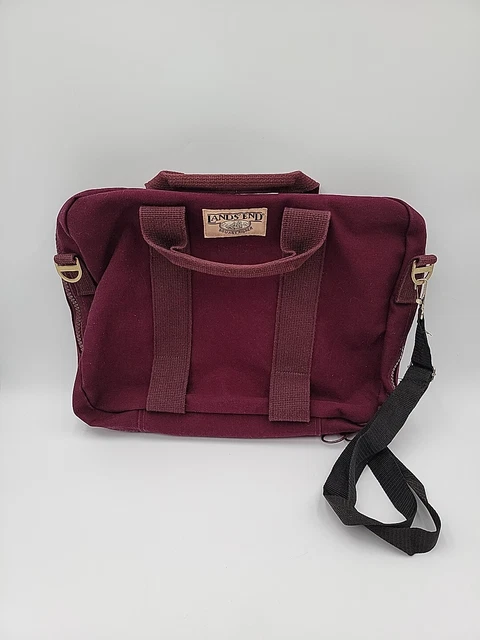 Land's End "Ha" Square Rigger Canvas Tote Shoulder Beach Bag Carryall Brown