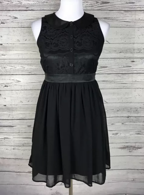 Forever 21 Women's Black Sleeveless Lace Fit Flare Dress Size Small