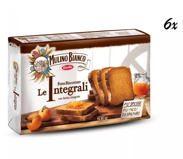 6x Mulino Bianco Fette Biscottate Volkoren 630 g Vollkorn Zwieback aus italien