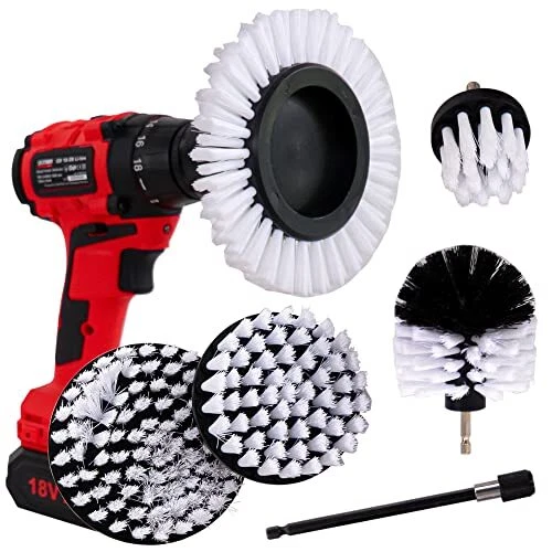 WERKFIX Brosses Nettoyage pour Perceuse Visseuse à Poils Souples Blancs. Brosses