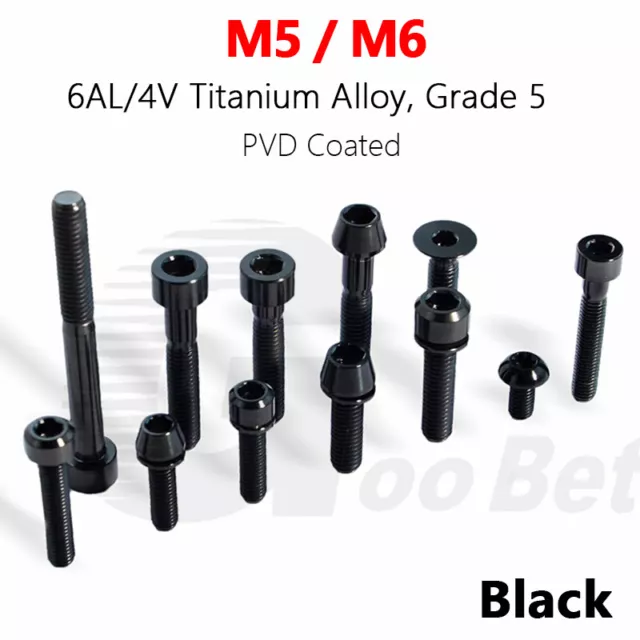 M5 M6 Titanium Stem Caliper Brake Disc Headset Bolts Screws MTB Road Bike Black