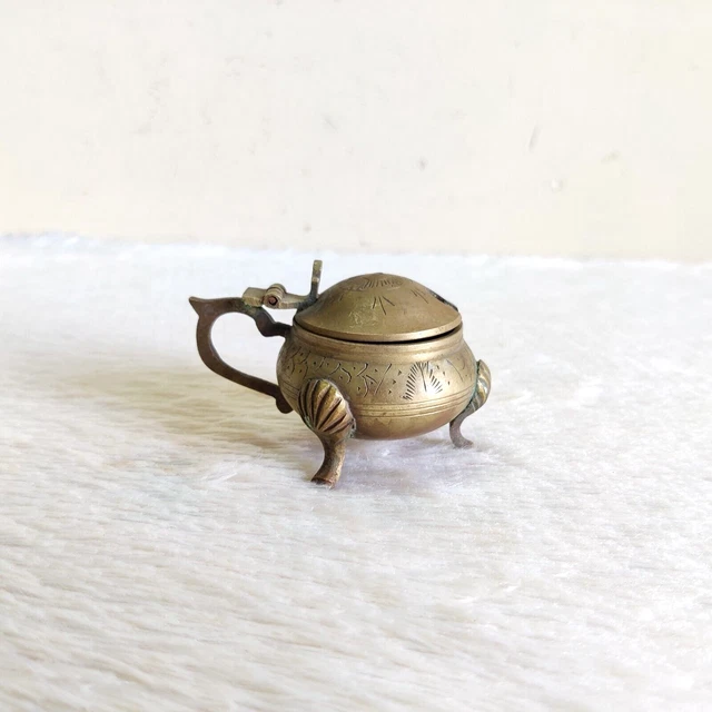 Cendrier vintage en laiton en forme de chaussure – Déco de table rétro originale - France