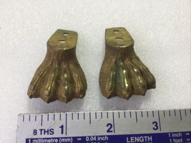 Set Of 2 Brass Claw Feet From Clock Furniture