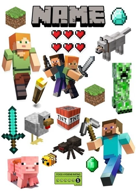 MINECRAFT PERSONALISED CAKE Decorations. Premium Edible Icing Sheet £6. ...
