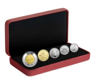 🇨🇦 Canada Uncirculated Coins Set, Five New Mint Coins, Toonie, Loonie, 2021