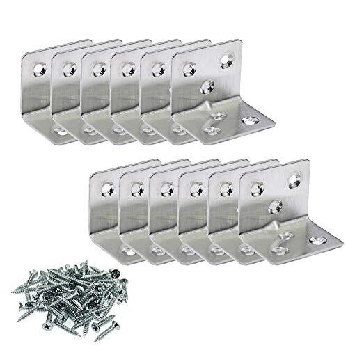 - 12pcs Corner Brace Joint Right Angle L Bracket Stainless Steel Shelf Suppor...