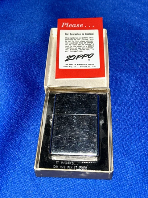 Vintage 1970 Zippo Brush Finish No. 200 Lighter w/ box & paperwork