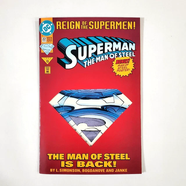 Superman The Man of Steel #22 Reign of the Superman Die Cut DC Comic Book 1993