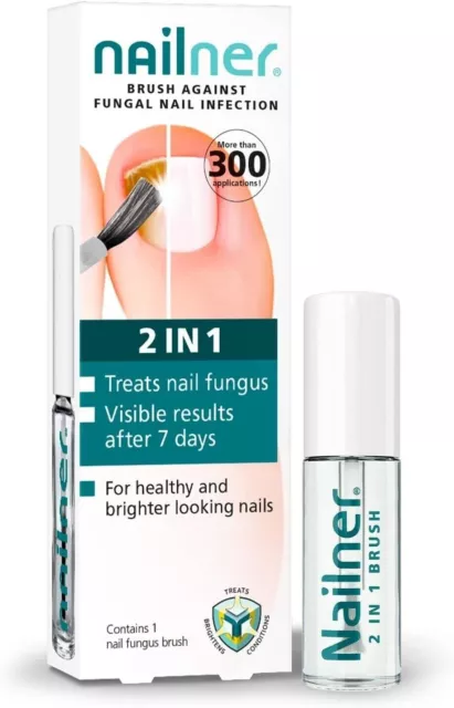 Nailner Brush 2 in 1 Anti Nail Fungal 5ml Infection Treatment 300 Appli - NEW