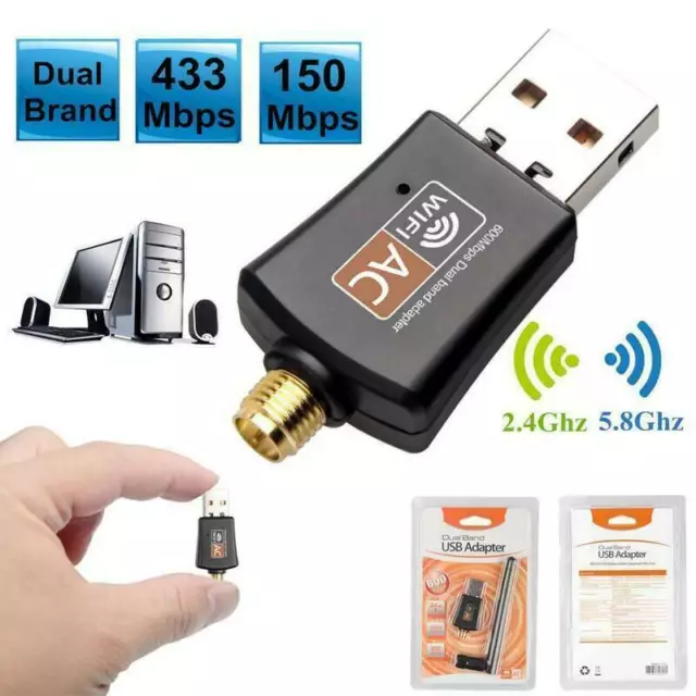 Mini adaptateur Wifi USB sans fil 600Mbps Dongle récepteur Windows XP MAC Linux