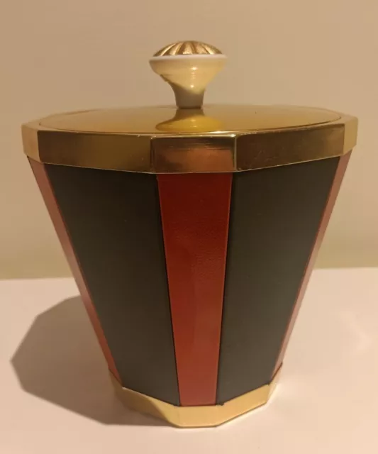 Retro MCM Red Black & Gold Striped Ice Bucket