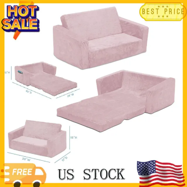 Serta Perfect Sleeper Extra Wide Convertible Sofa to Lounger - Comfy 2-in-1 Pink