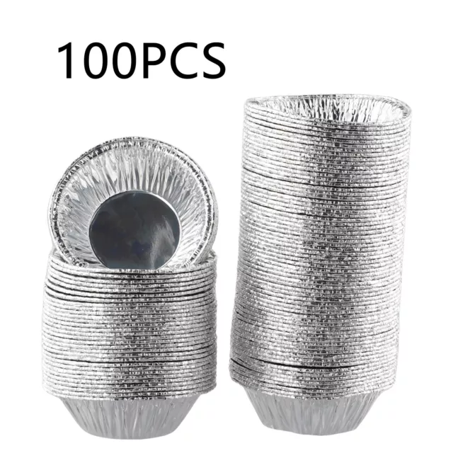 Poêle Œuf Tarte Moule DIY 100Pcs Mini Pot Outil Argent Pudding Aluminium Feuille