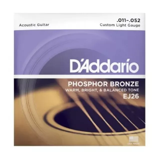 D'Addario EJ26 Phosphor Bronze Custom Light 11-52  Acoustic Guitar Strings