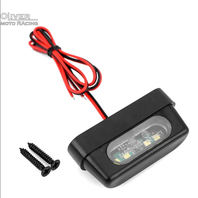 4 LED 12V Universal Black LED Motorcycle License Plate Light Emark Black Plastic