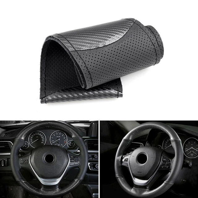 38cm Black+Carbon Leather Steering Wheel Cover for VW Golf 4 MK4 1998-04 Golf 5